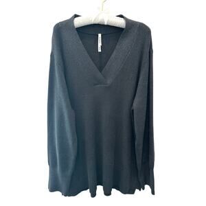 SOMA | Lurex V Neck Sweater Gray Shimmer Ribbed Knit Metallic Sparkle | XXL
